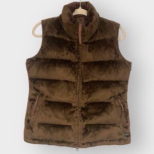 GUC Athleta Chocolate Brown Faux Fur Puffer Vest | Medium